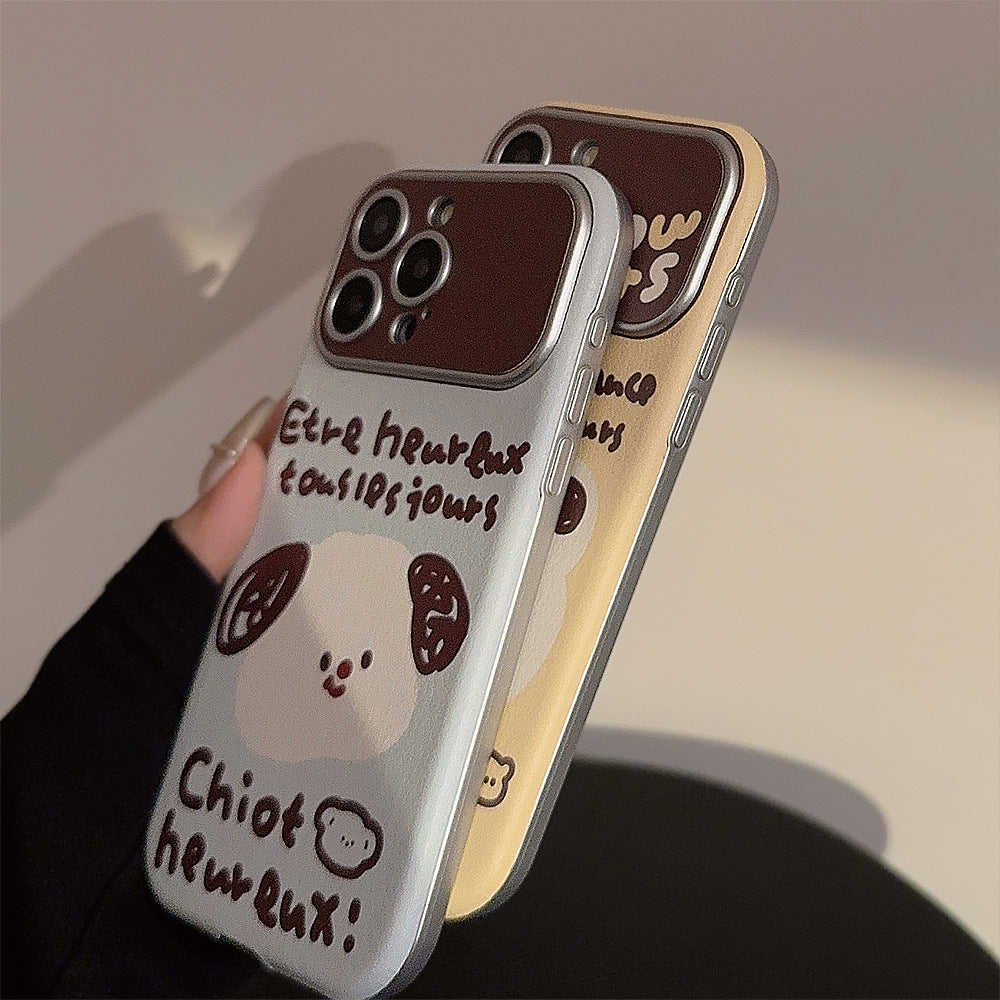 Funda para teléfono móvil iPhone 14, 15 Pro Max, 16, 17, con diseño de animal de dibujos animados de cuero, protectora todo incluido, estilo coreano, para parejas