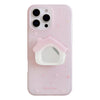 ins viento rosa cabina espejo soporte para iphone15pro max apple 16 funda de teléfono móvil 13 nicho 17