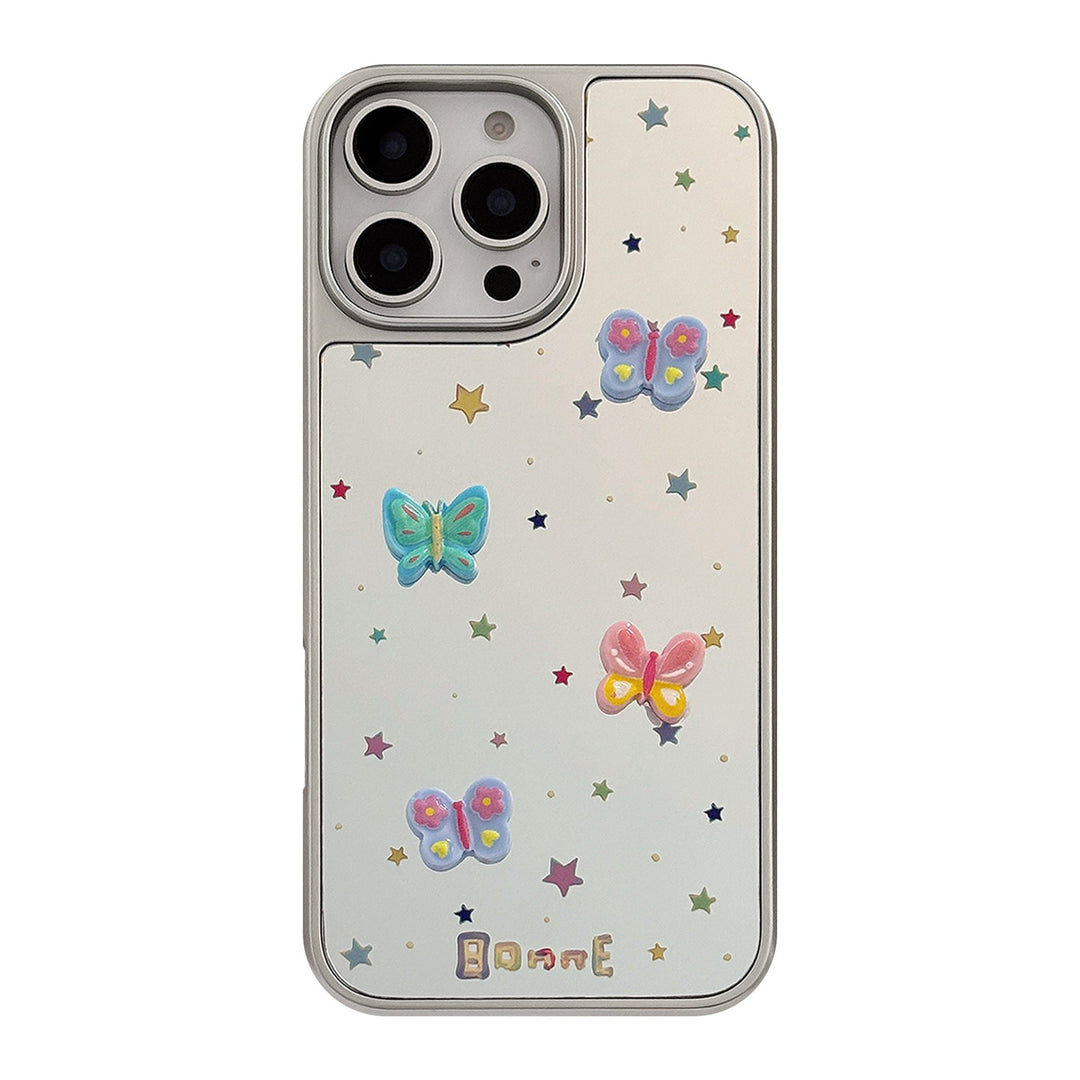 Mariposa tridimensional adecuada para funda de teléfono móvil Apple 15promax 16 iPhone 17 espejo galvanizado 13 dulce generación 15