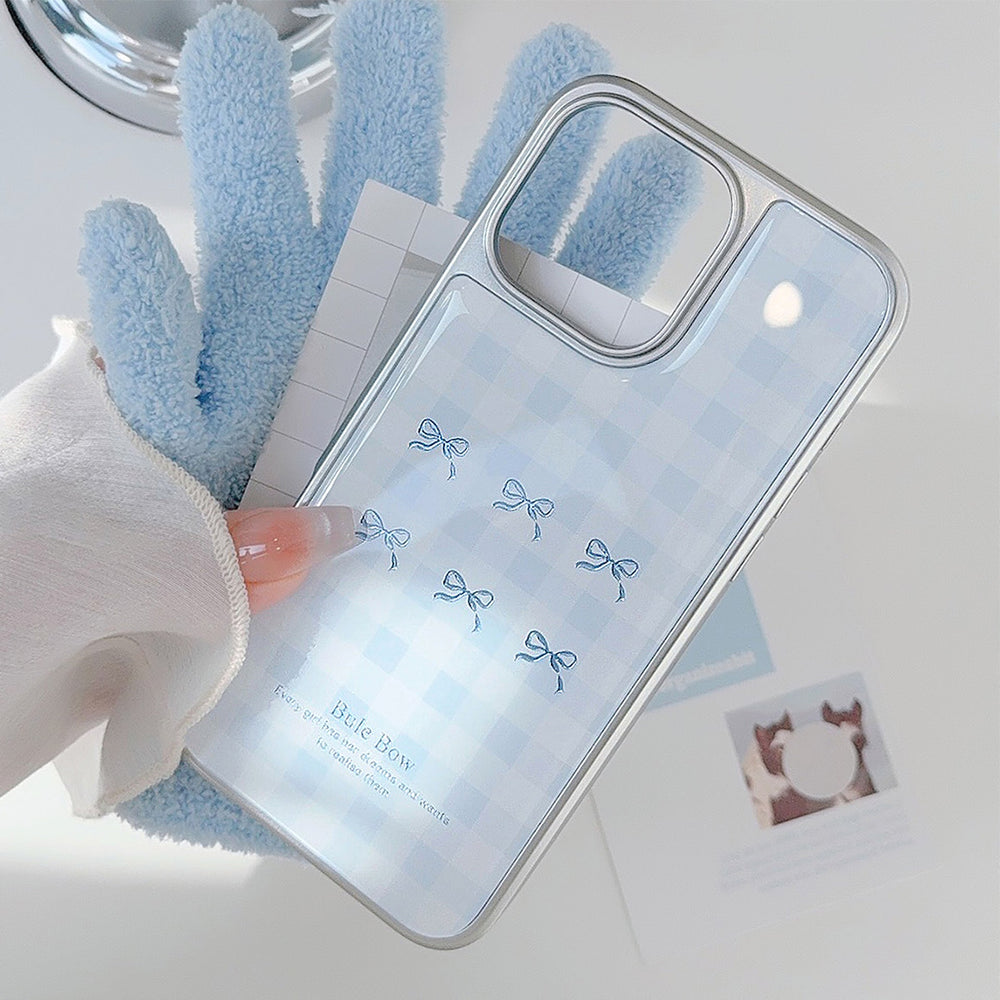 Funda de teléfono móvil dorada para iPhone 16, 17 Pro Max, a cuadros azules, 14 electrochapado, 13 epoxi, 15 para Apple/Huawei
