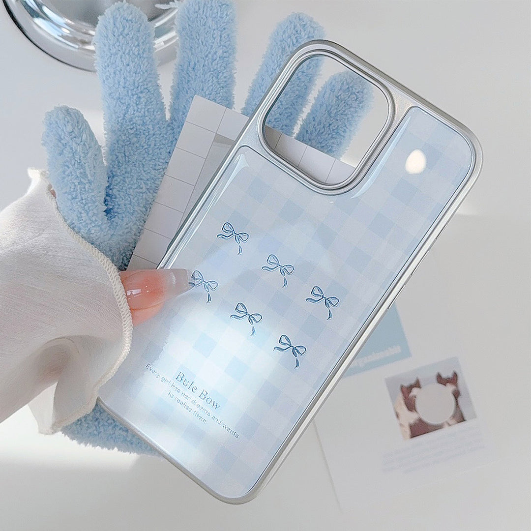 Funda de teléfono móvil dorada para iPhone 16, 17 Pro Max, a cuadros azules, 14 electrochapado, 13 epoxi, 15 para Apple/Huawei