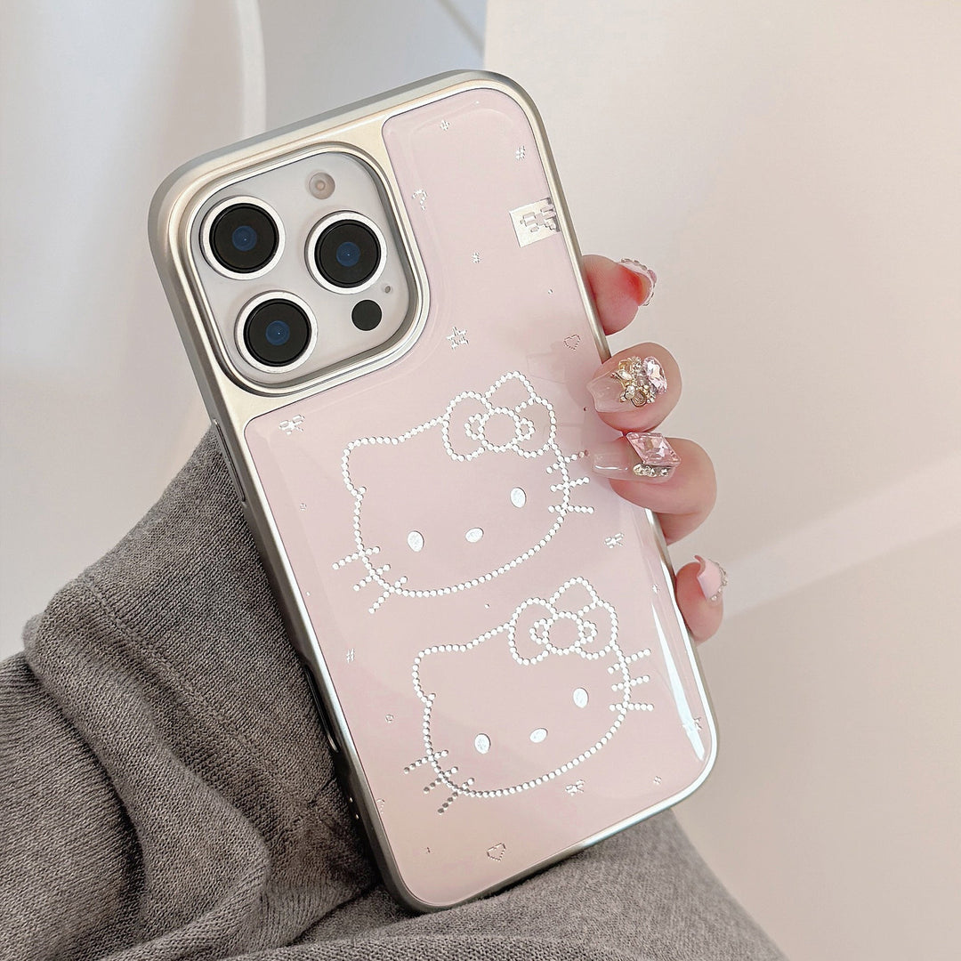 Gilt Epoxy iphone16 Cute Meow Suitable for Apple 15promax Mobile Phone Case 17 Electroplating Huawei Mate