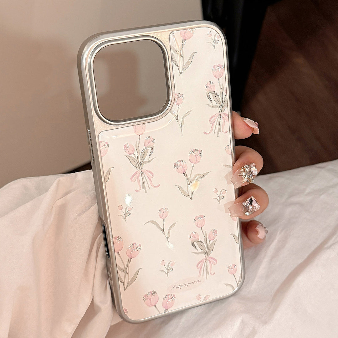 Gilt Epoxy Apple 16promax mobile phone case iphone17 powder tulip 15 electroplating 14 suitable for Huawei p70