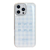 Funda de teléfono móvil dorada para iPhone 16, 17 Pro Max, a cuadros azules, 14 electrochapado, 13 epoxi, 15 para Apple/Huawei