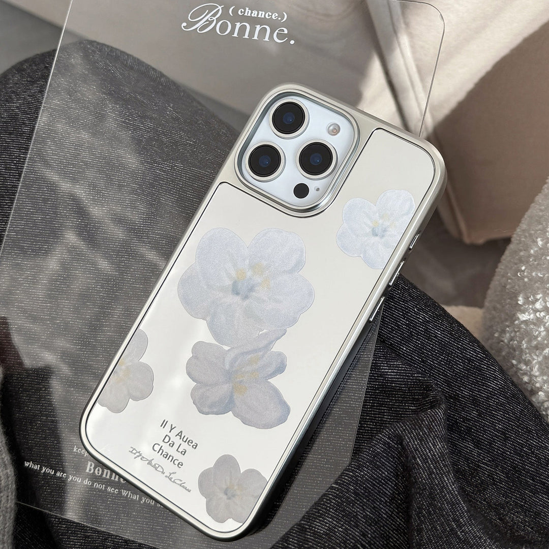 Temperamento suave para la funda de móvil Apple 15promax iphone17 espejo flor 13 coreano 15 galvanizado