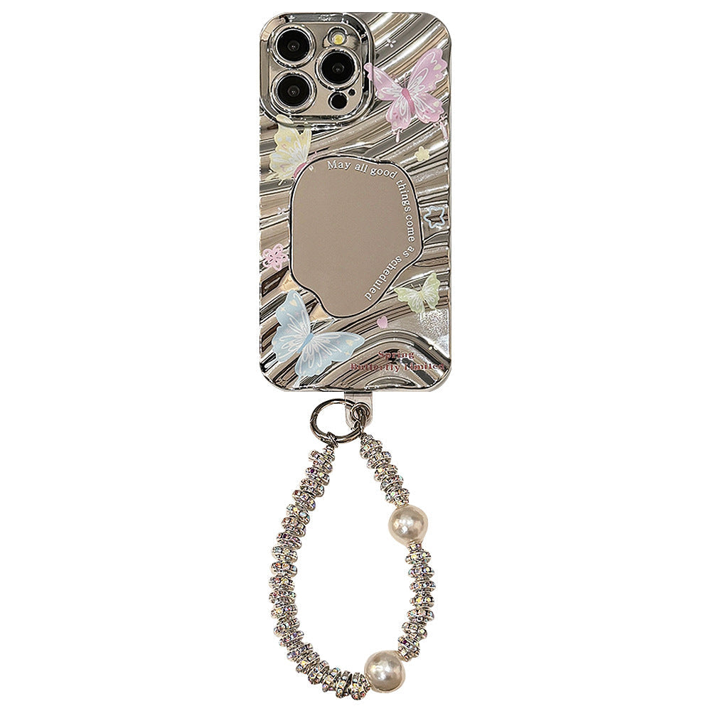 Color mariposa iPhone15 iPhone funda 17 premium sense 11 espejo 13promax para 16 cordón rígido