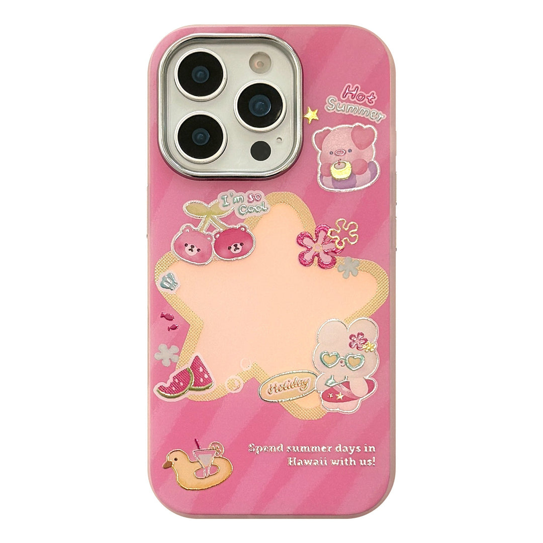 Funda de teléfono móvil de dibujos animados de rosa dorada para iPhone 17, anticaídas, para Apple 15 Promax, galvanoplastia 14, láser 13, 11