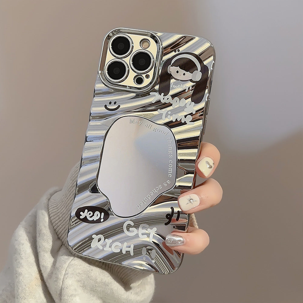 Cute couple avatar iPhone17 iPhone case 14promax plating 15 for 12 mirror 16 folds