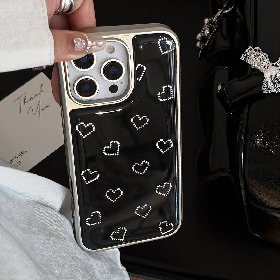 Gilt is suitable for Apple 16promax mobile phone case iphone17 Epoxy simple small love 13 electroplating 14 anti-drop