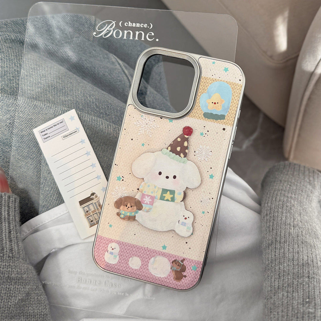ins chica dulce cachorro manzana 16 funda para móvil 17pro max aplicación tridimensional cortical iPhone15 anticaída 14 dura
