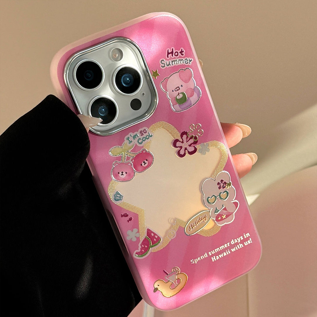 Funda de teléfono móvil de dibujos animados de rosa dorada para iPhone 17, anticaídas, para Apple 15 Promax, galvanoplastia 14, láser 13, 11
