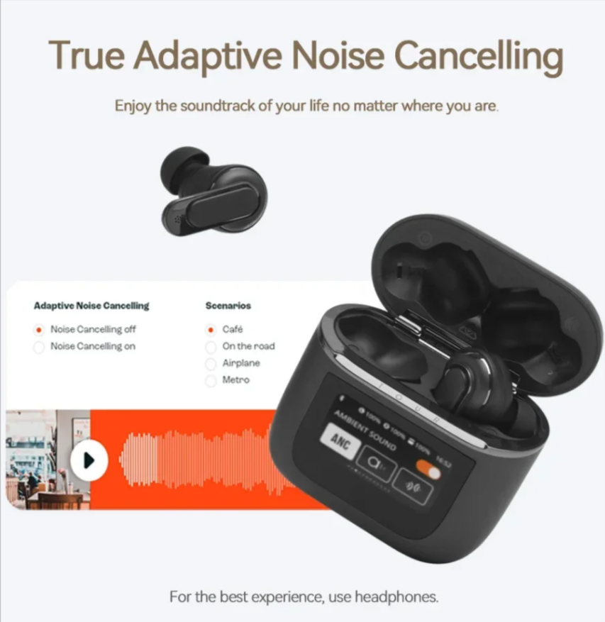 Tour Pro 2: True Wireless Earbuds with Smart Touch-Screen Case