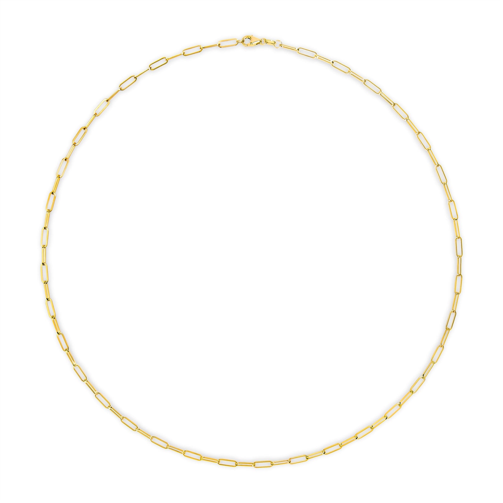 Solid 14K Yellow Gold 2.5mm Paperclip Chain Necklace Unisex 18" Inches