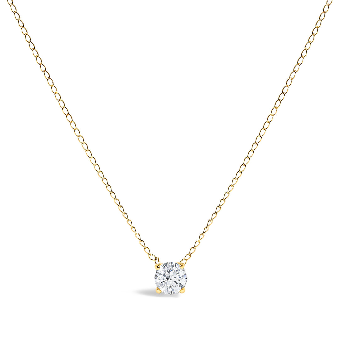 14K White Gold Floating 1/2 Cttw Lab Grown Diamond Solitaire Pendant Necklace - 18" Inches