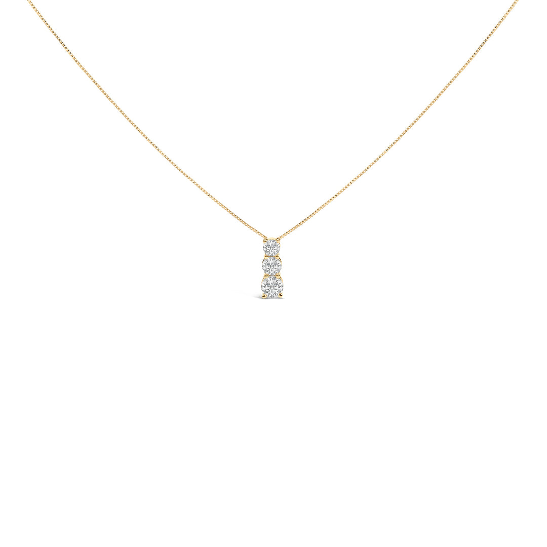 14K White Gold 1/2 Cttw Lab Grown Diamond Three Stone Pendant Necklace