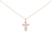 10K Rose Gold Plated Sterling Silver 1/6 Cttw Diamond Double Loop Cross Pendant Necklace
