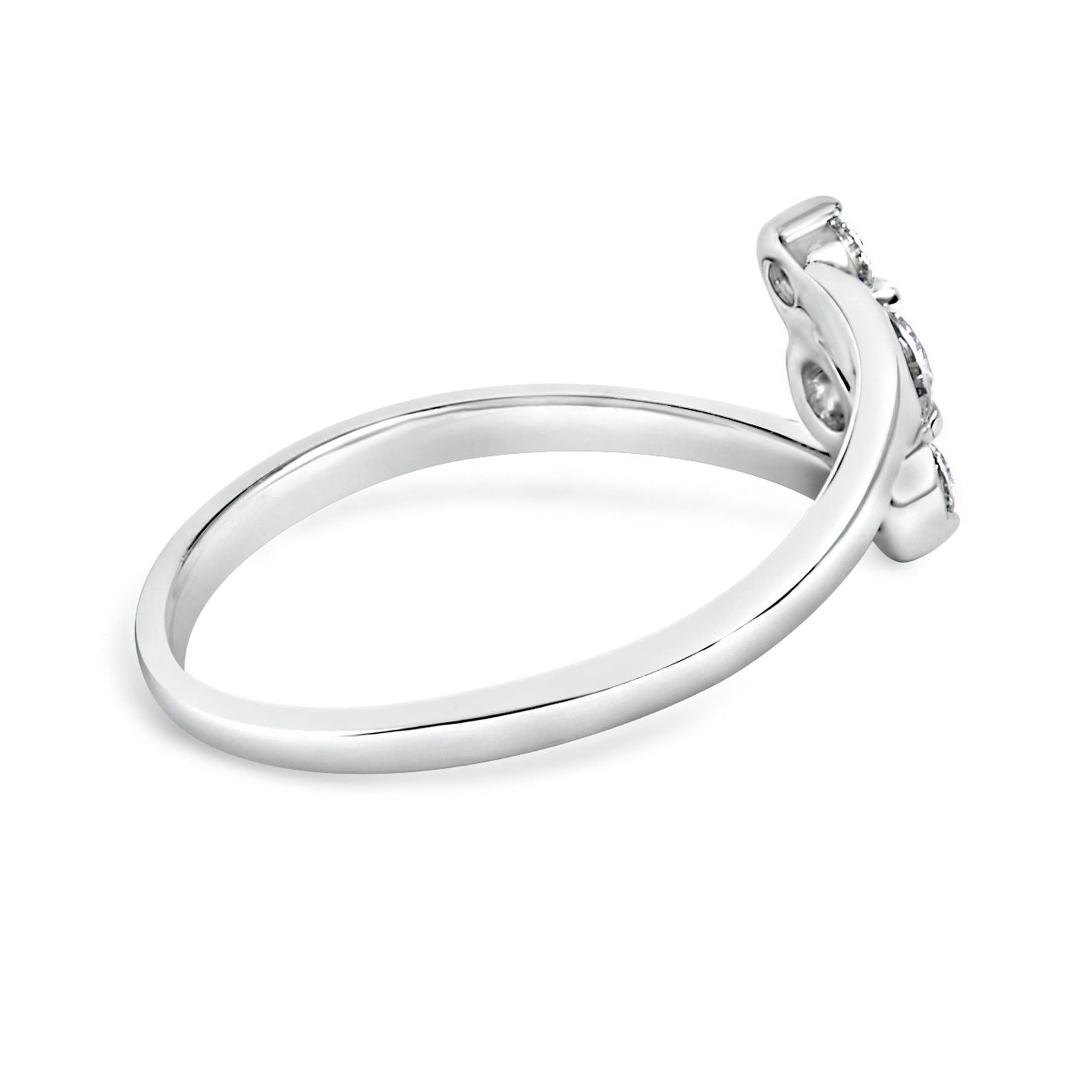 Anillo vertical de tres piedras de oro blanco de 10K con diamante cultivado en laboratorio de 1/4 Cttw
