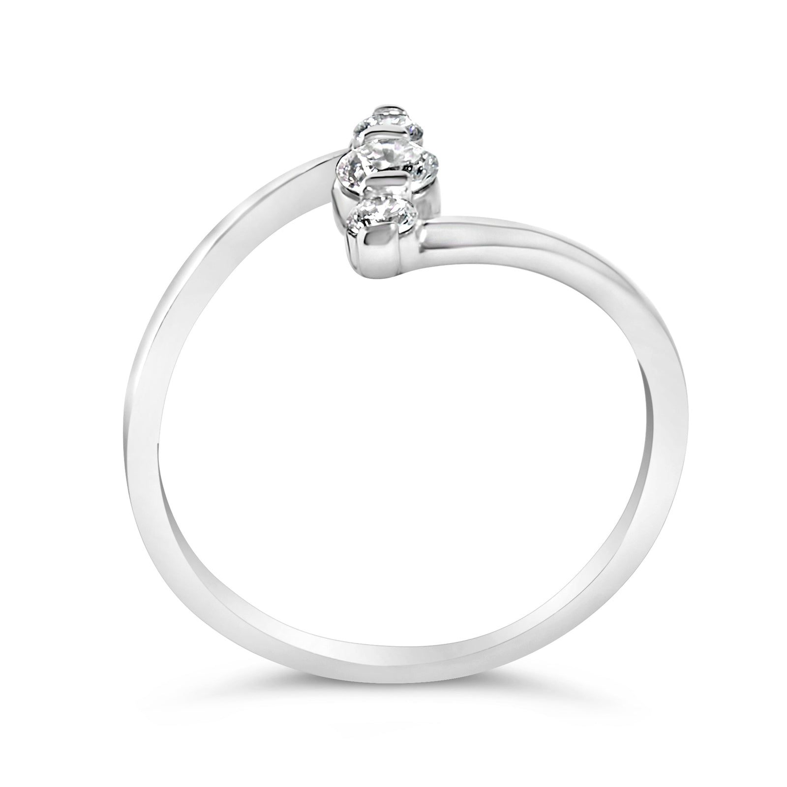 Anillo vertical de tres piedras de oro blanco de 10K con diamante cultivado en laboratorio de 1/4 Cttw