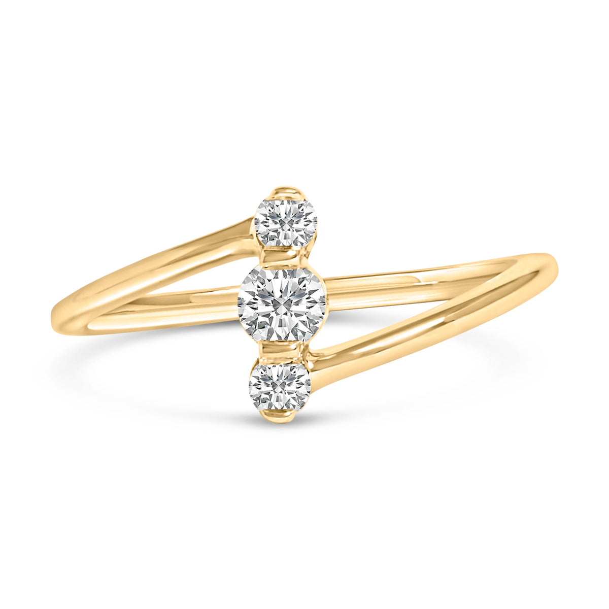 Anillo vertical de tres piedras de oro blanco de 10K con diamante cultivado en laboratorio de 1/4 Cttw