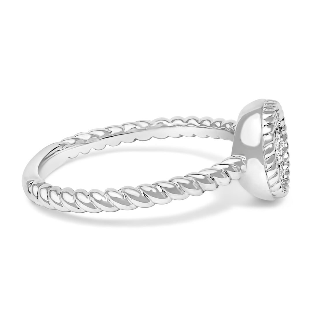 Sterling Silver 1/4 Cttw Diamond Floral Round Braided Ring