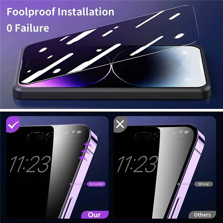 Protector de pantalla antiluz azul de privacidad 6 en 1 de 3 piezas + 3 lentes de cámara de metal para iPhone 17 16 15 14 13