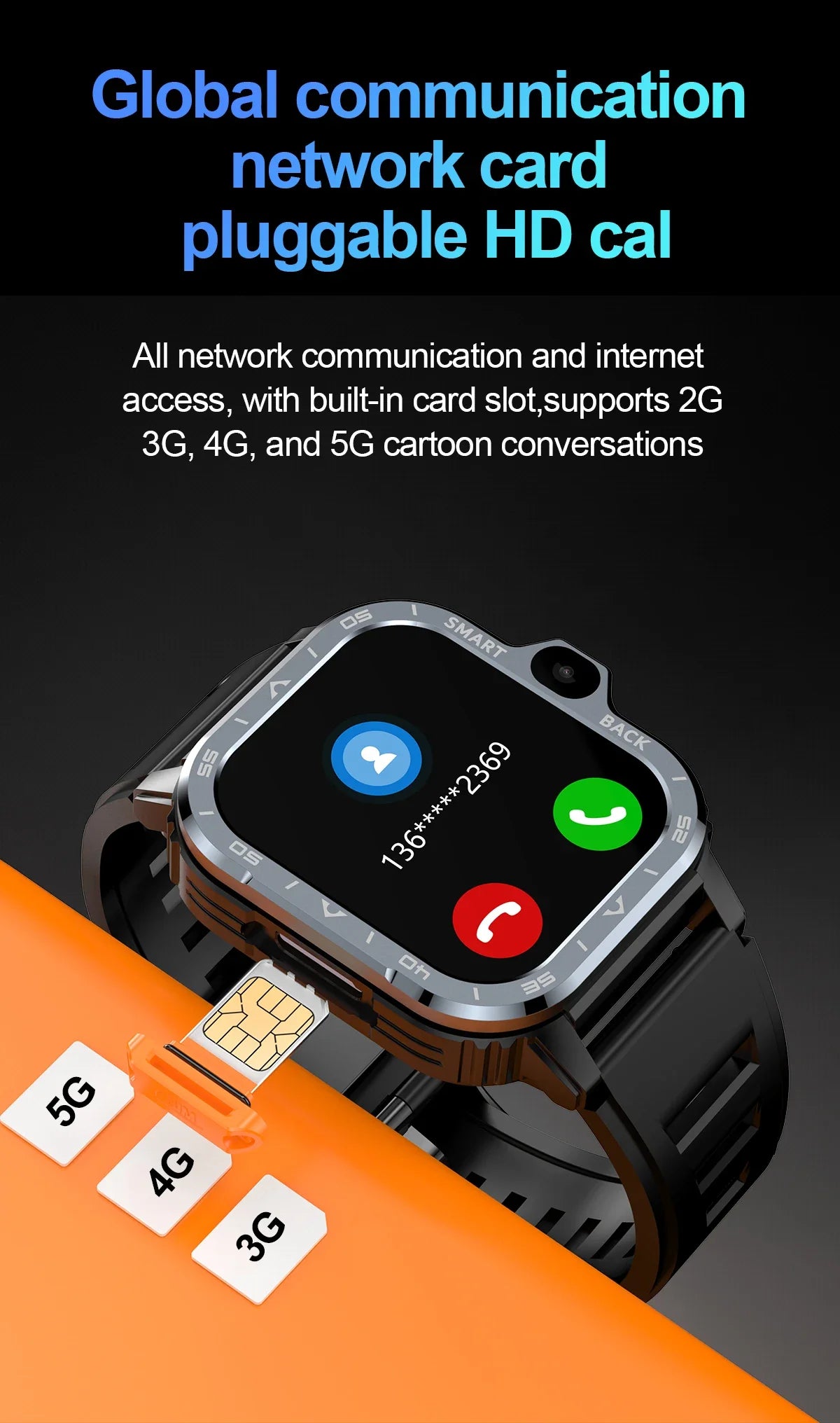 Reloj inteligente resistente con sistema operativo Android - Google Play Store - GPS, Bluetooth, Wi-Fi, red celular 4G - Cámara dual