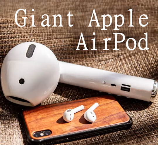 Oversized Giant Apple AirPod Pro Speaker - Bluetooth Wireless, FM Radio, USB Drive, and Mini SD Card Slot