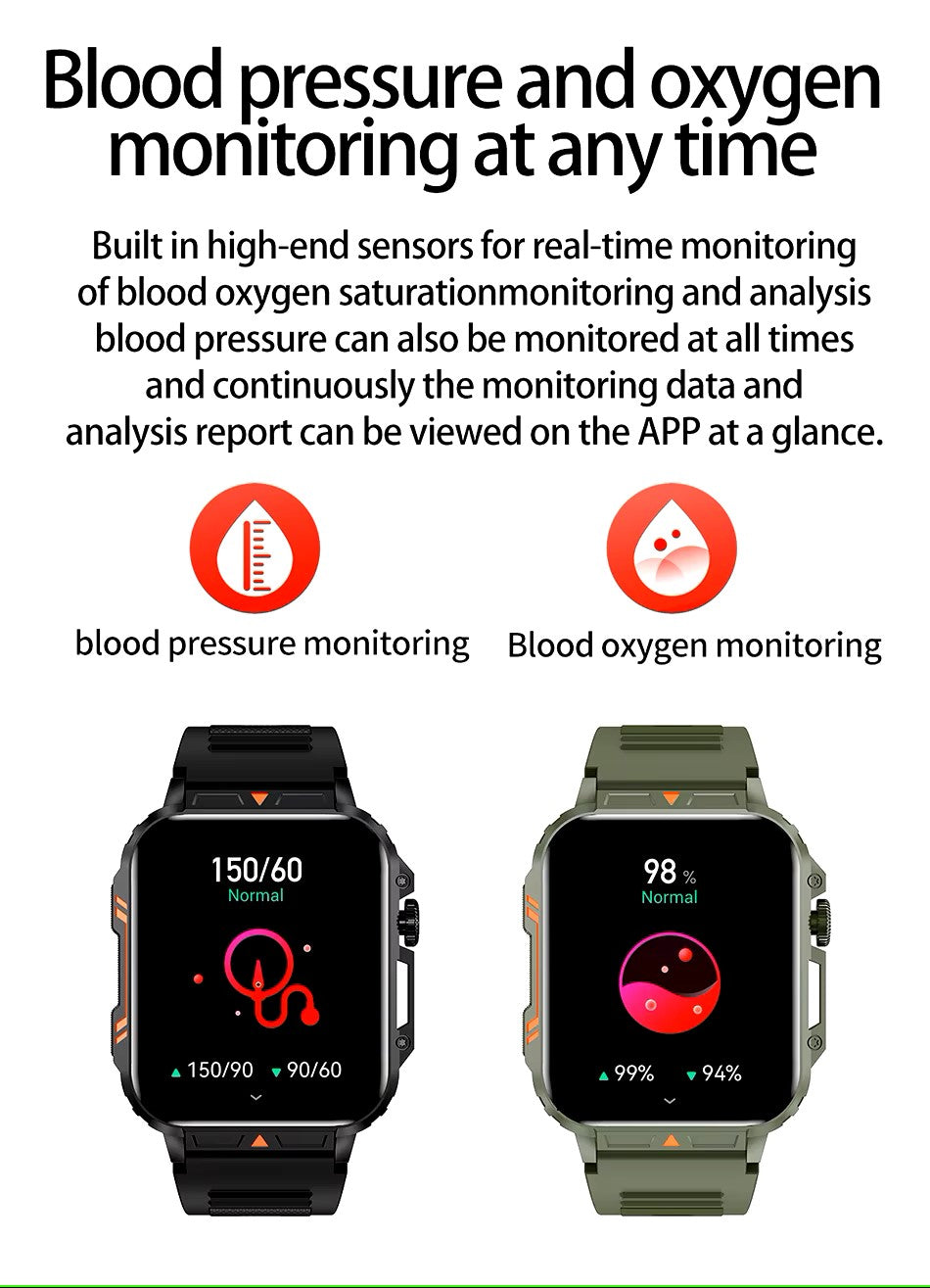Reloj inteligente ultradelgado y resistente de grado militar: reloj deportivo resistente al agua para exteriores, pantalla grande de 1,95" y cuerpo delgado 