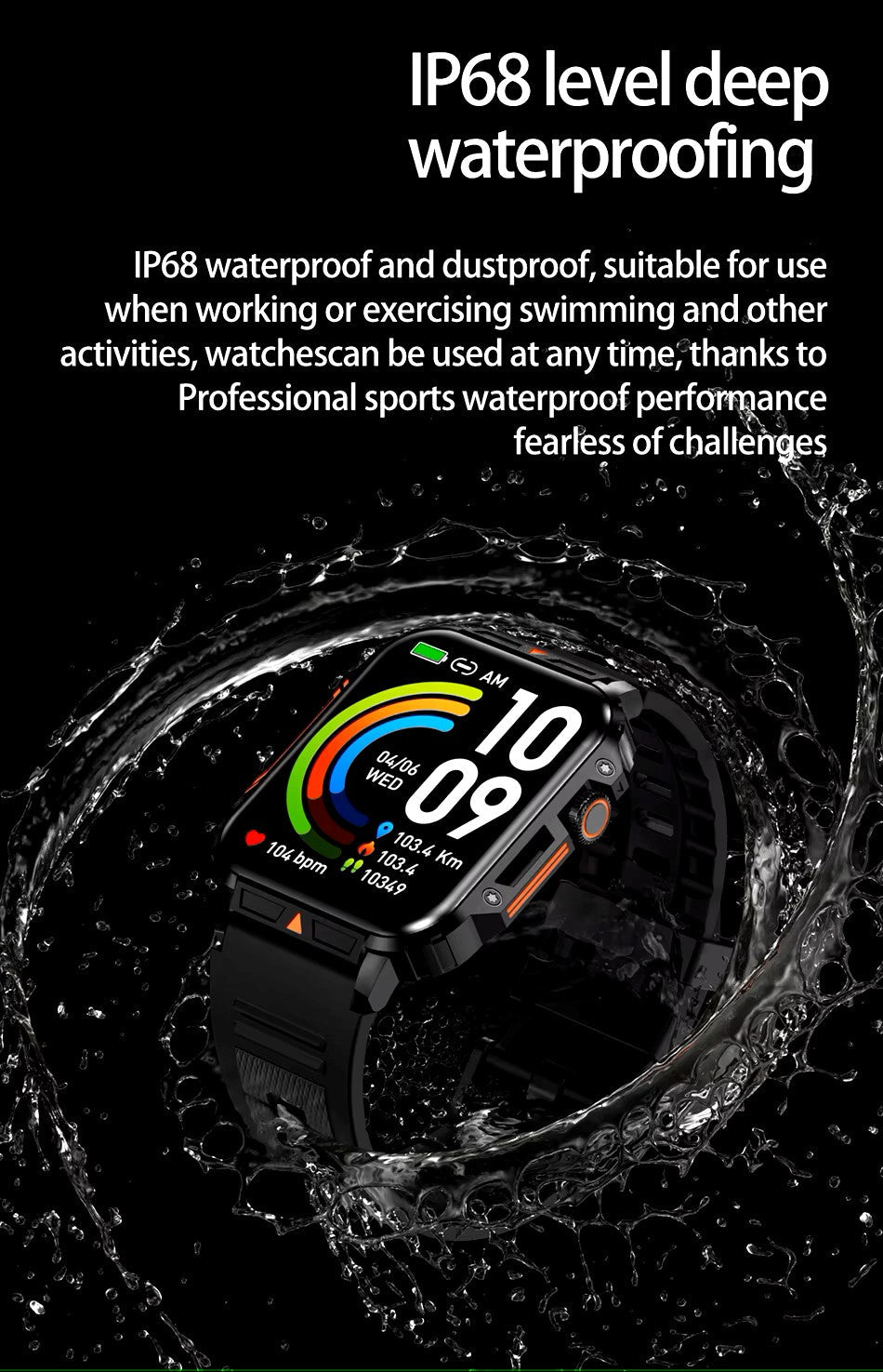 Reloj inteligente ultradelgado y resistente de grado militar: reloj deportivo resistente al agua para exteriores, pantalla grande de 1,95" y cuerpo delgado 
