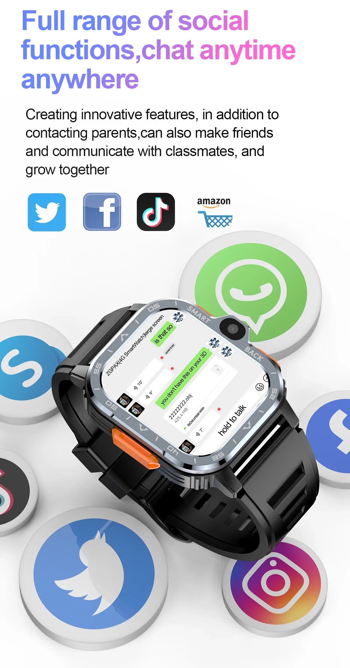Reloj inteligente resistente con sistema operativo Android - Google Play Store - GPS, Bluetooth, Wi-Fi, red celular 4G - Cámara dual