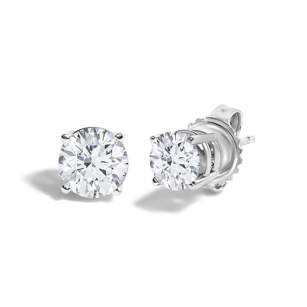14K White Gold 1 1/10 Cttw Round Diamond Solitaire Stud Earrings