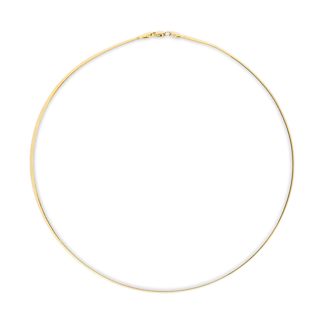 Unisex Solid 14K Yellow Gold 2.8mm Imperial Herringbone Chain Necklace - 18" Inches