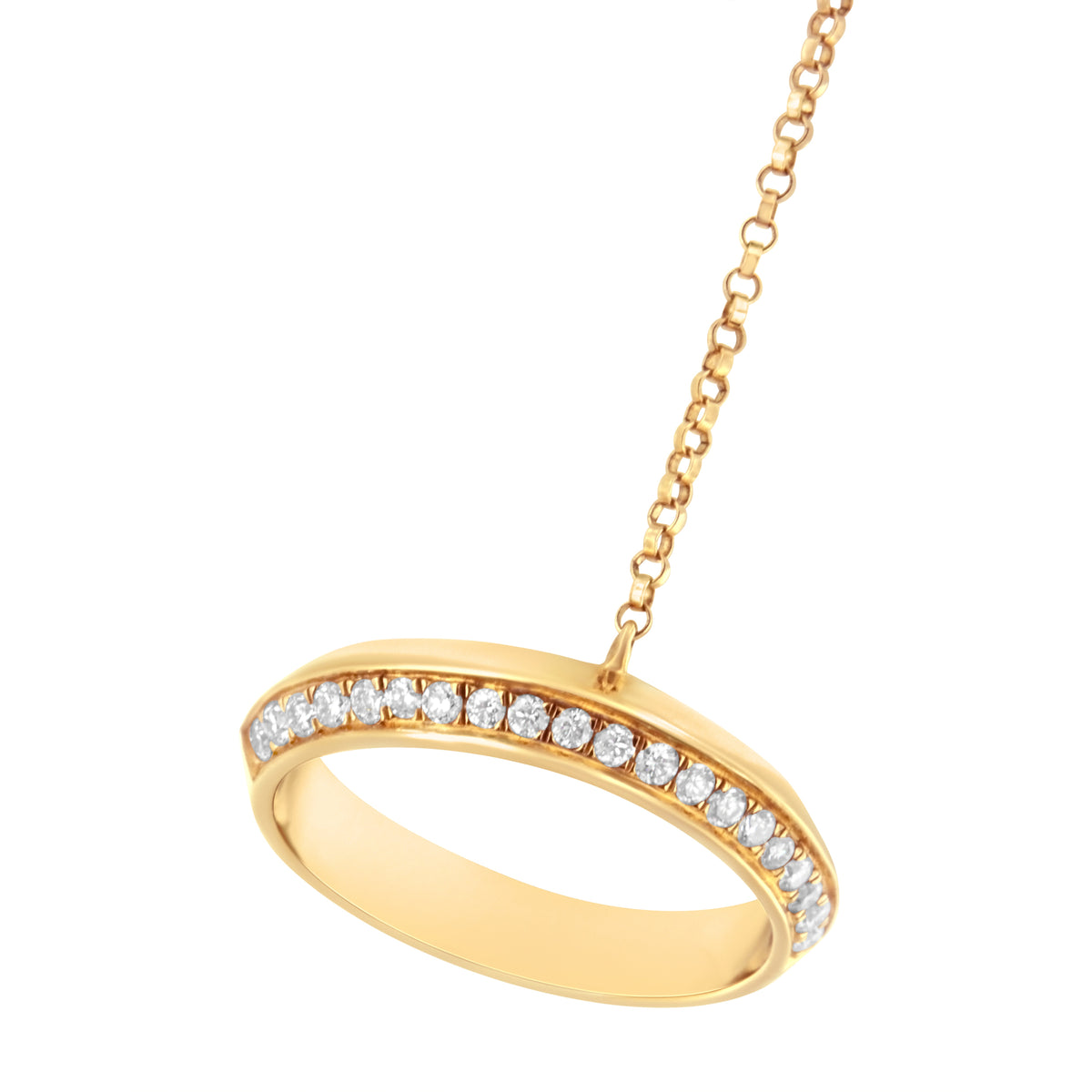 Cadena de mano de oro amarillo de 14 quilates con anillo y pulsera de diamantes de 1/4 Cttw (color G-H, claridad SI1-SI2) - 7"