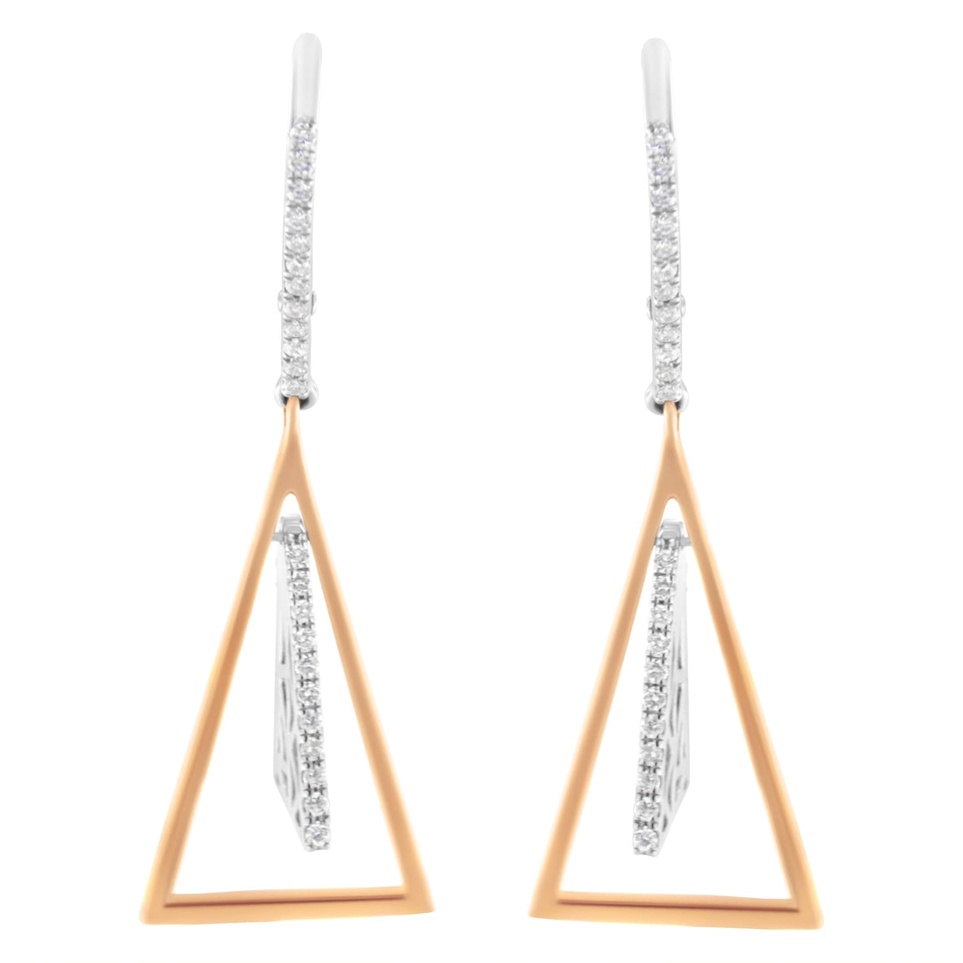 14K Rose and White Gold 3/8 Cttw Diamond Windchime Drop and Dangle Earring (G-H Color, SI1-SI2 Clarity)