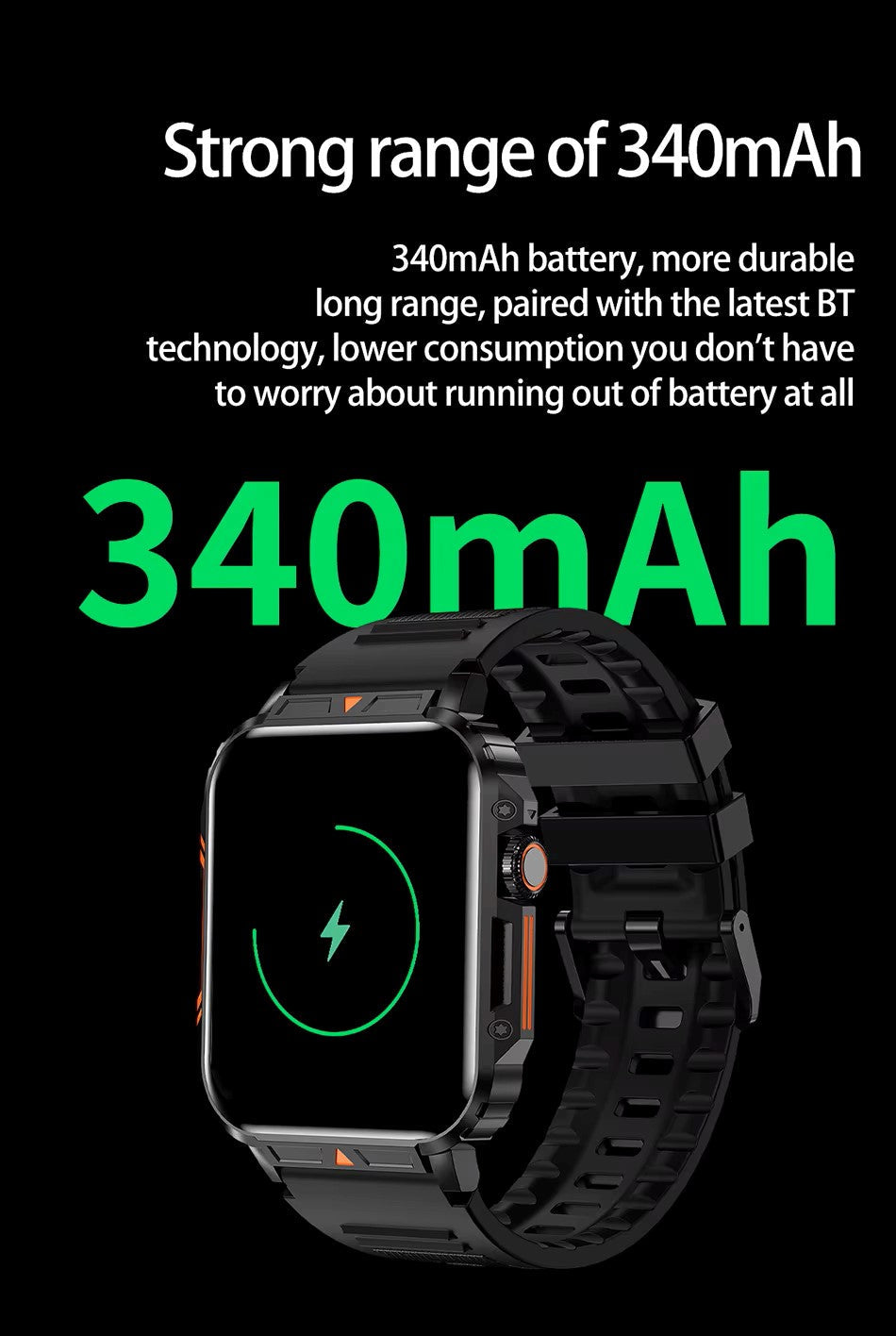 Reloj inteligente ultradelgado y resistente de grado militar: reloj deportivo resistente al agua para exteriores, pantalla grande de 1,95" y cuerpo delgado 