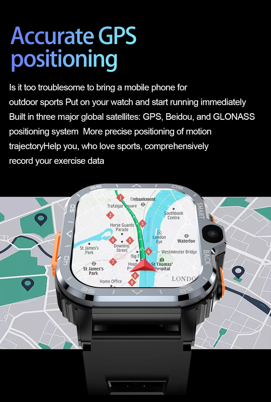 Rugged Android OS Smart-Watch - Google Play Store - GPS, Bluetooth, Wi-Fi, 4G Cellular - Dual Camera