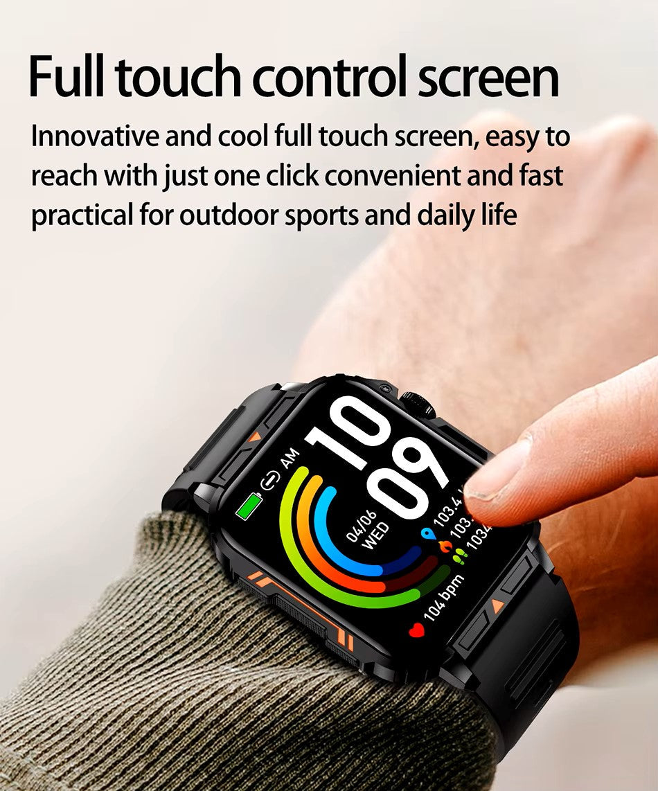 Reloj inteligente ultradelgado y resistente de grado militar: reloj deportivo resistente al agua para exteriores, pantalla grande de 1,95" y cuerpo delgado 
