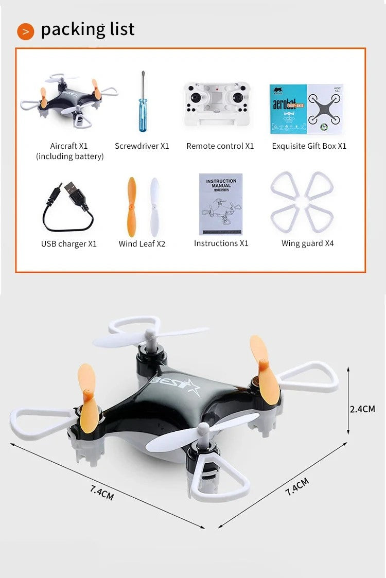 MiniX BEST - Ultra Micro Pocket R/C Drone with 3D Flip Tricks & Headless Mode