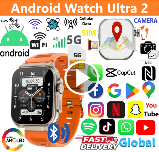 Android Watch Ultra 2 ⌚ Apple Upgraded - Android OS Smart-Watch - 5G Cellular Internet - Google Play Store - Built-in Camera - Wi-Fi, GPS, Bluetooth, and Cellular 🔥