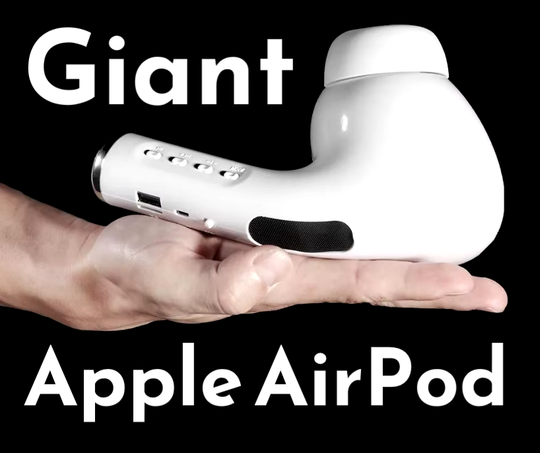 Oversized Giant Apple AirPod Pro Speaker - Bluetooth Wireless, FM Radio, USB Drive, and Mini SD Card Slot