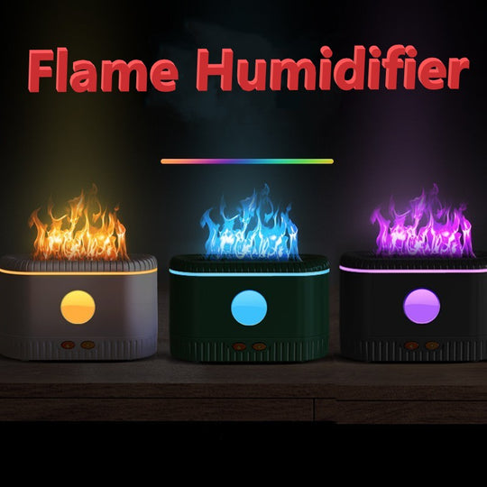 Aromatherapy Flame Effect LED Humidifier - Multi-Color LED Lights with Mist Output