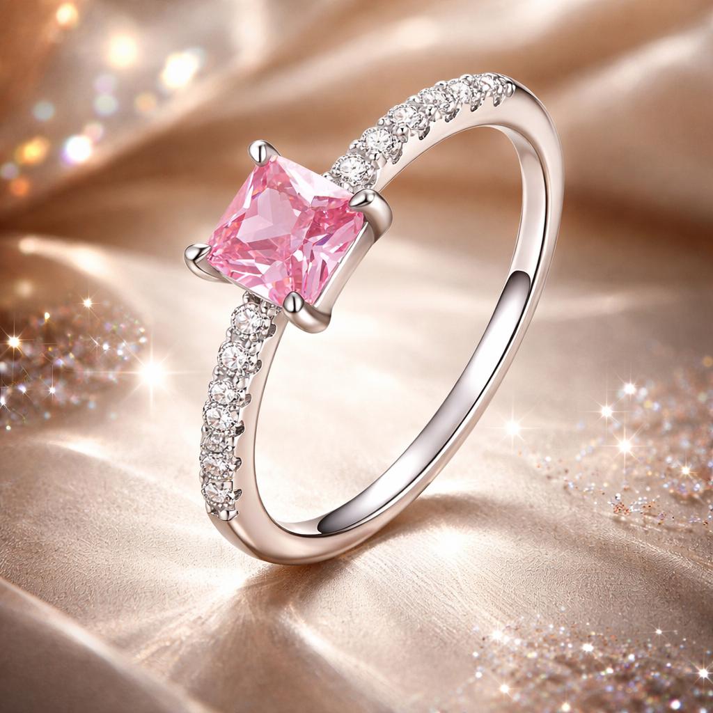 Anillo de plata de ley 925, talla 6.0, con circonitas pavé y baño de platino