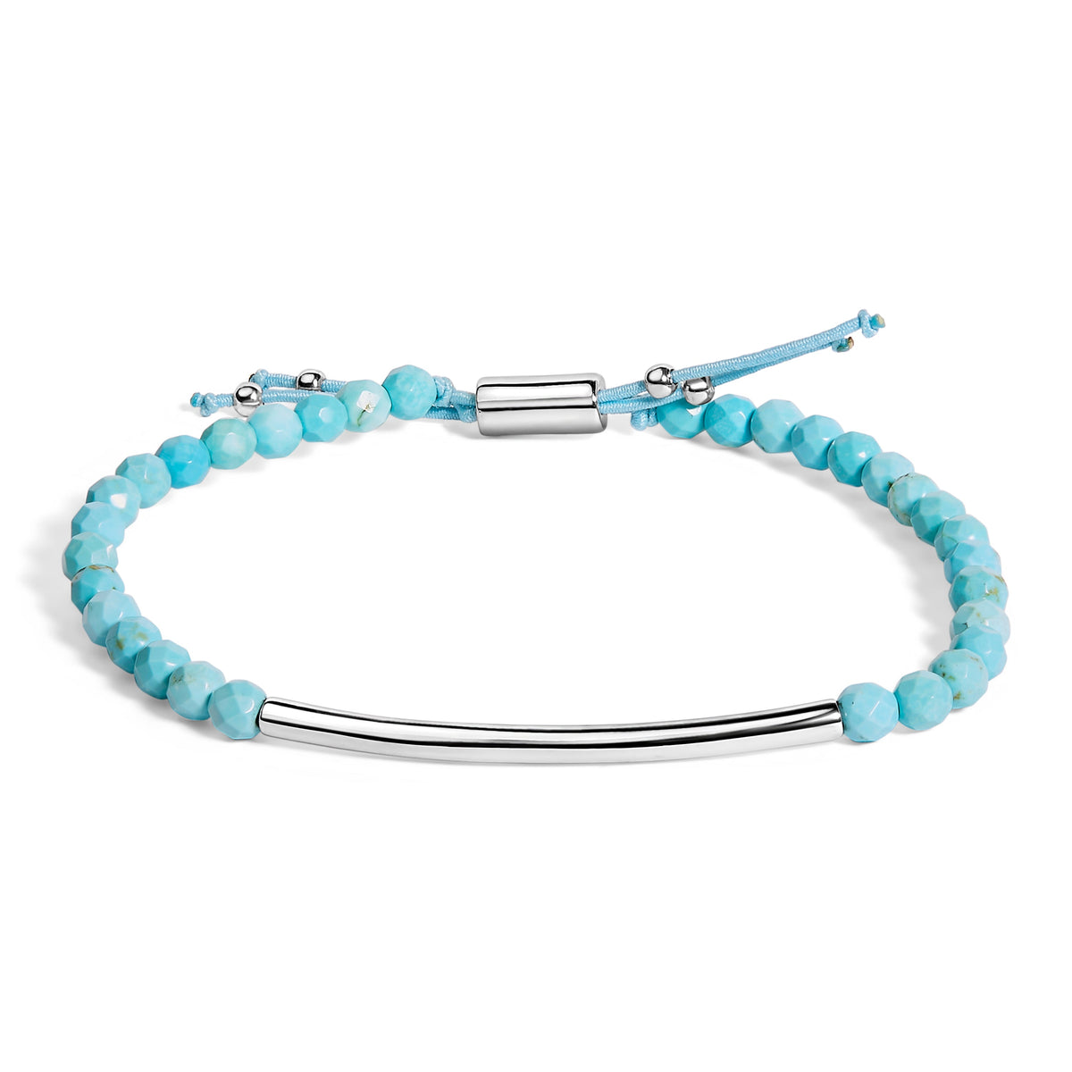 Pulsera de plata de ley con cuentas de turquesa y cierre de bolo