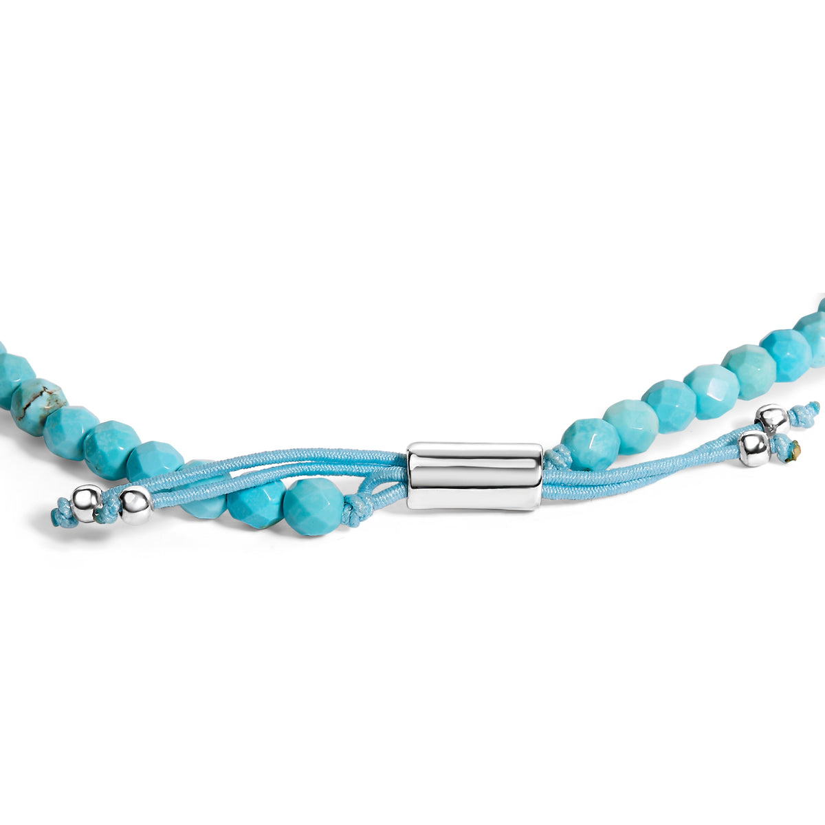 Pulsera de plata de ley con cuentas de turquesa y cierre de bolo