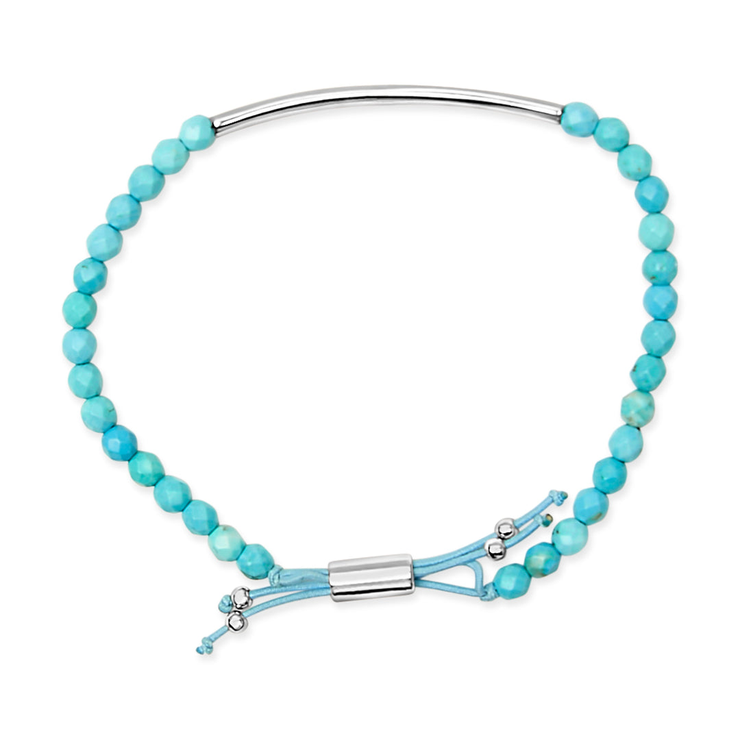 Sterling Silver Turquoise Beads Station Bracelet with Bolo Clasp