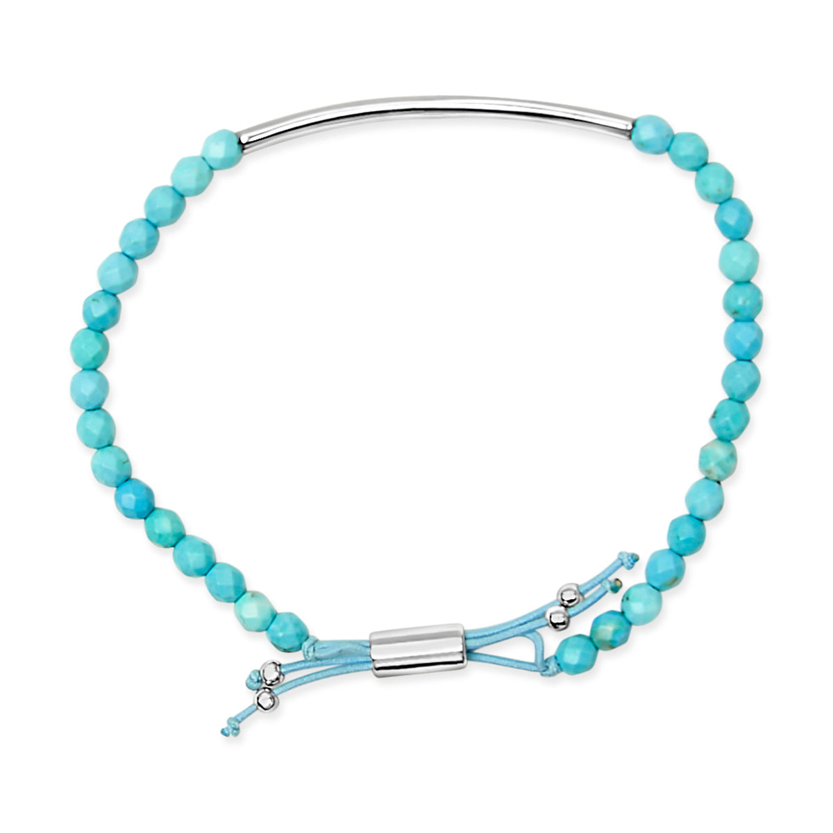 Pulsera de plata de ley con cuentas de turquesa y cierre de bolo