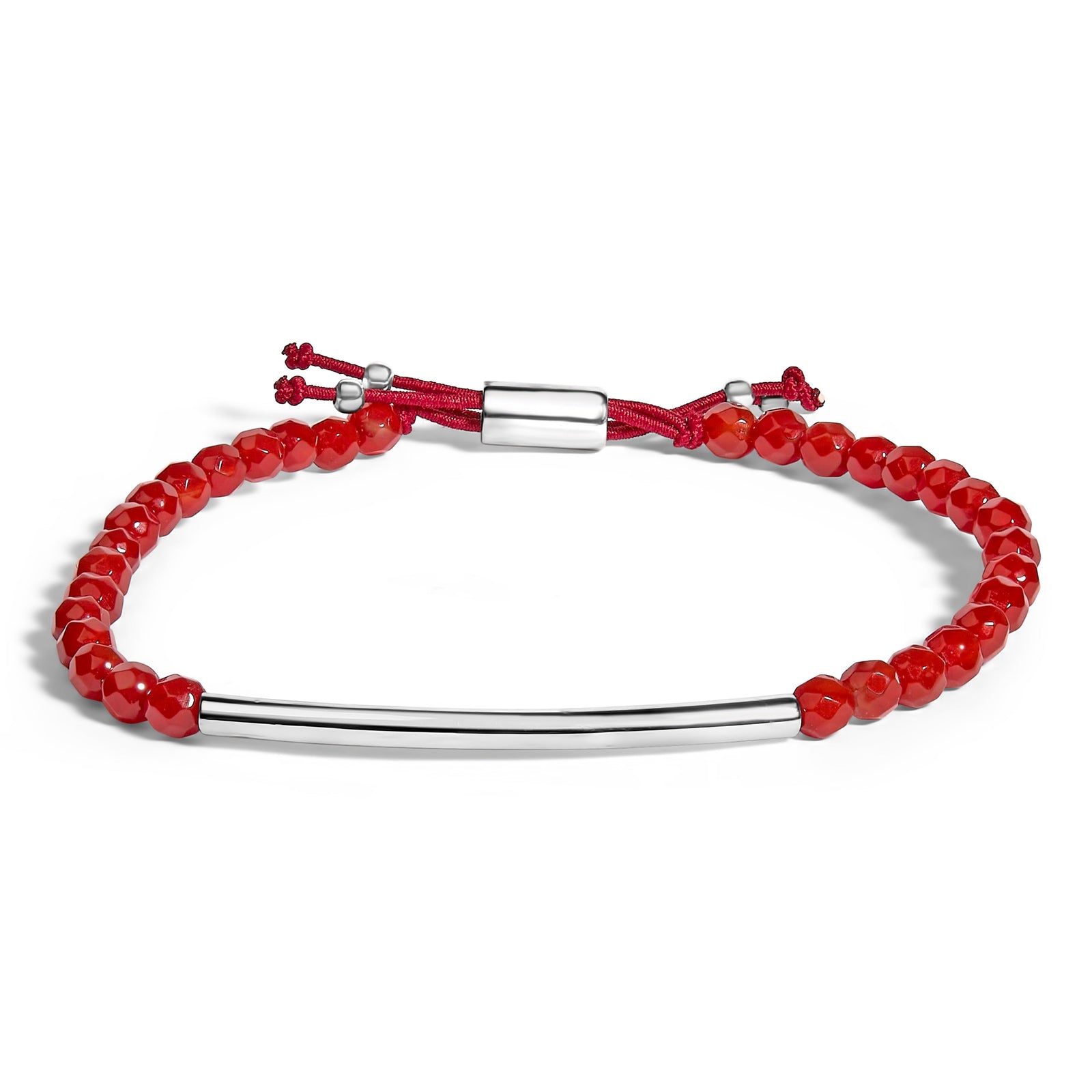 Pulsera de bolitas de jaspe rojo de plata de ley con broche de bolo