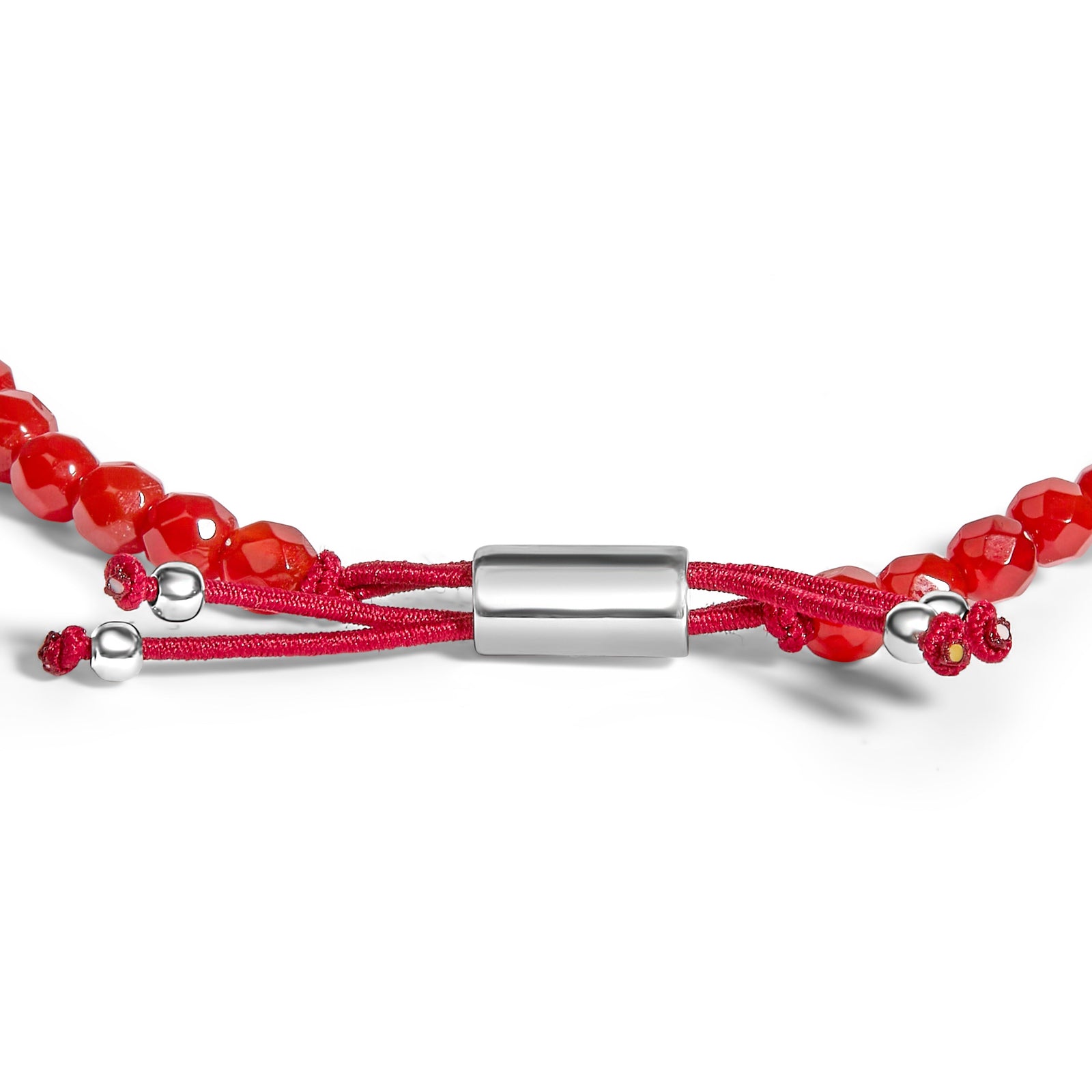Pulsera de bolitas de jaspe rojo de plata de ley con broche de bolo