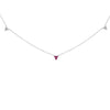 14K White Gold 1/5 Cttw Diamond and Ruby Tri Station Necklace
