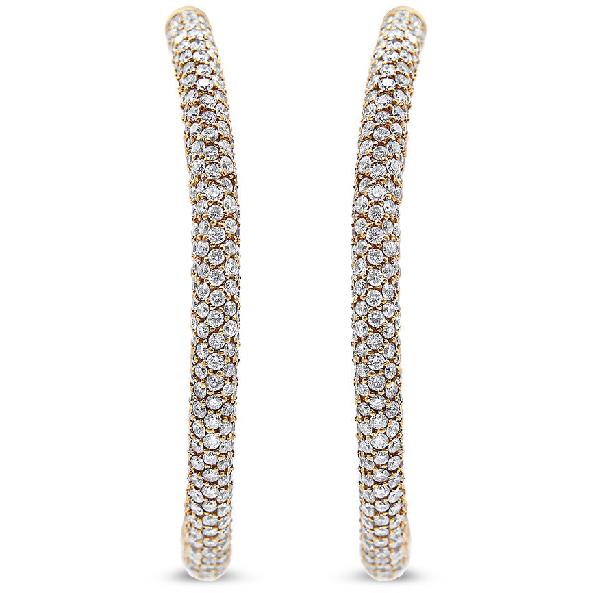 Pendientes de aro de eternidad (diamantes por dentro y por fuera) de oro rosa de 18 quilates con pavé de 6,90 quilates (color F-G, claridad VS1-VS2)